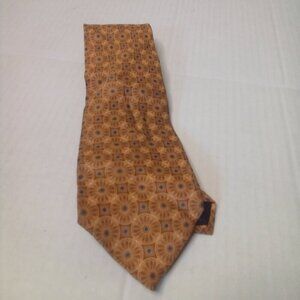 Stafford Tie Necktie Men 100% Silk Pattern Orange Tan Blue